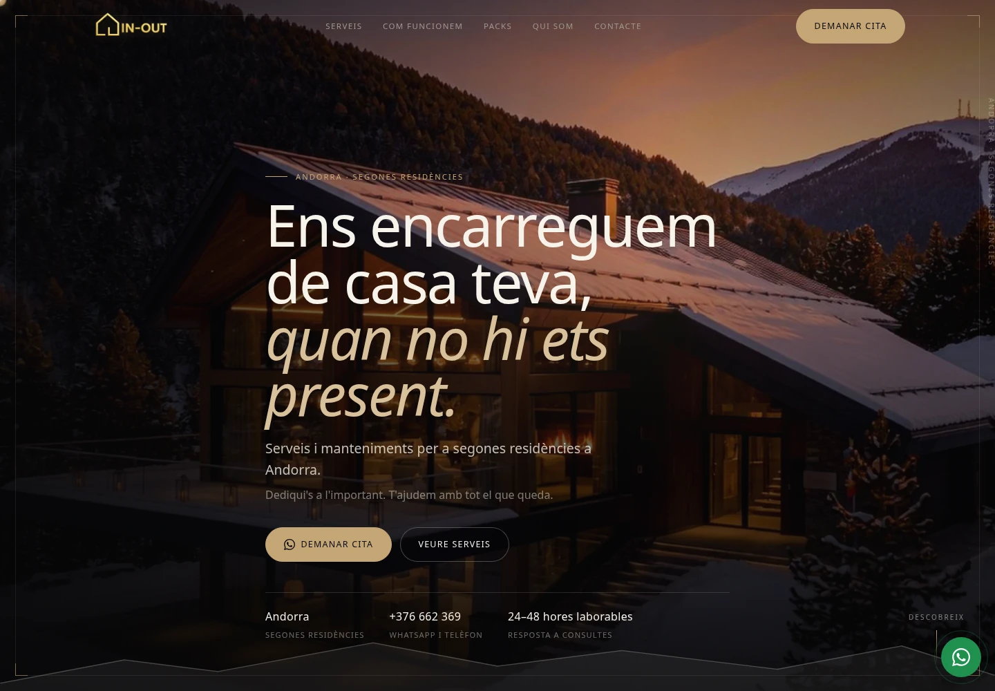 Web premium redissenyada per Seuweb per a InOut Andorra, consergeria d'elit